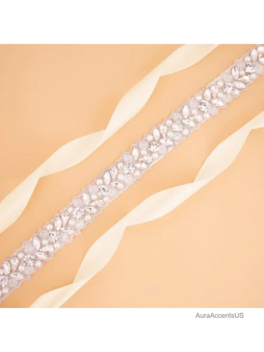Handmade Rhinestone Pearl Sash Bridal Belt Wedding Ribbon Belt
